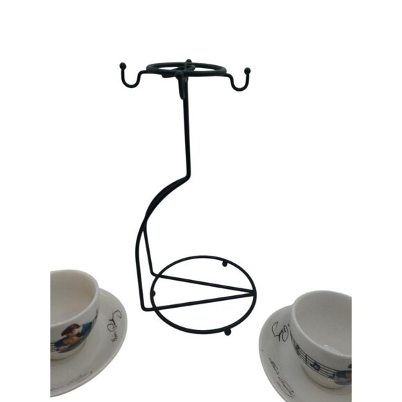 Elvis Presley Themed Tea Set With Teapot 4 Cups & Saucers On Metal Stand - Picture 3 of 11